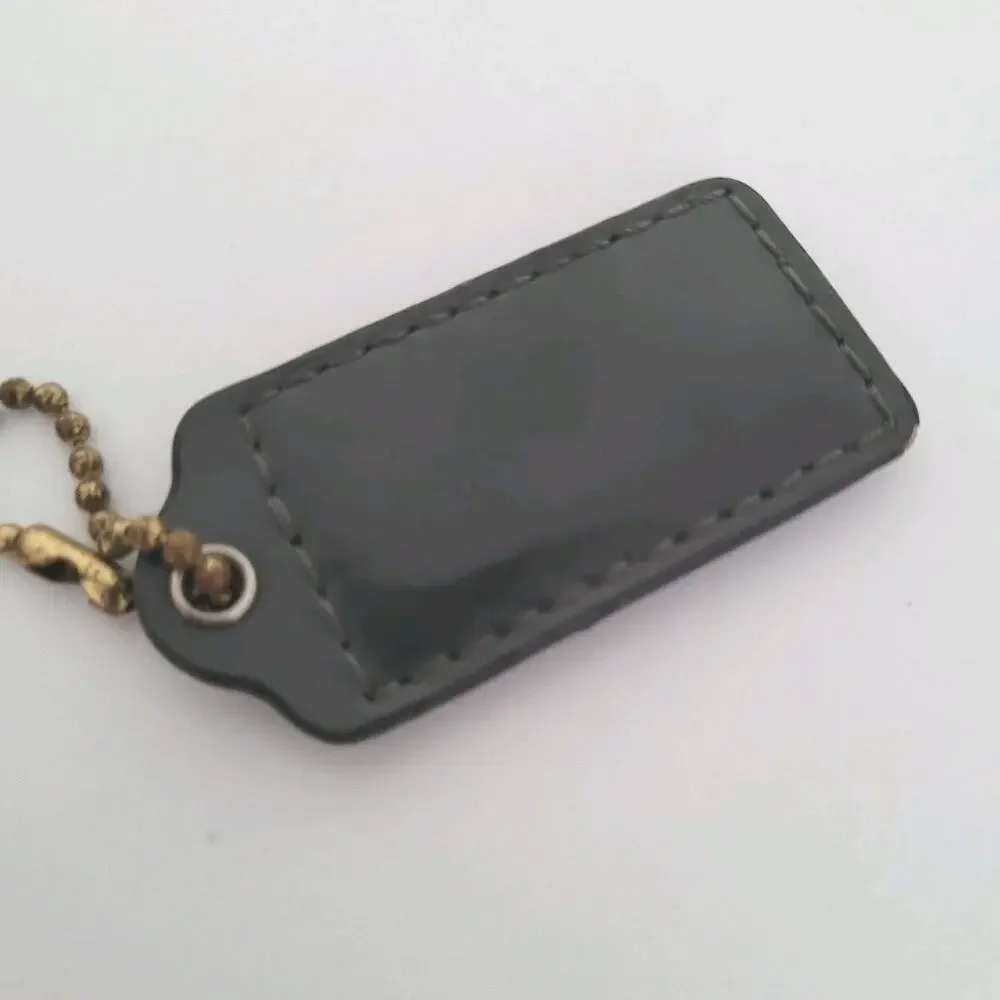 Coach Hang Tag Replacement‎ Gray Leather Bag Charm Keychain Small 2